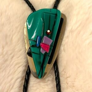 Vintage Silver and glass bolo tie, bought in Santa Fe